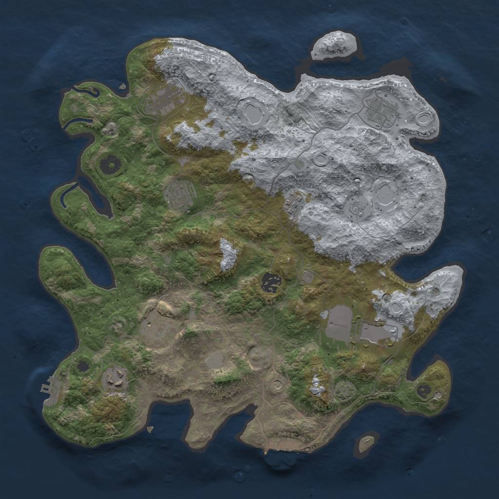 Rust Map: Procedural Map, Size: 3700, Seed: 81138254, 16 Monuments