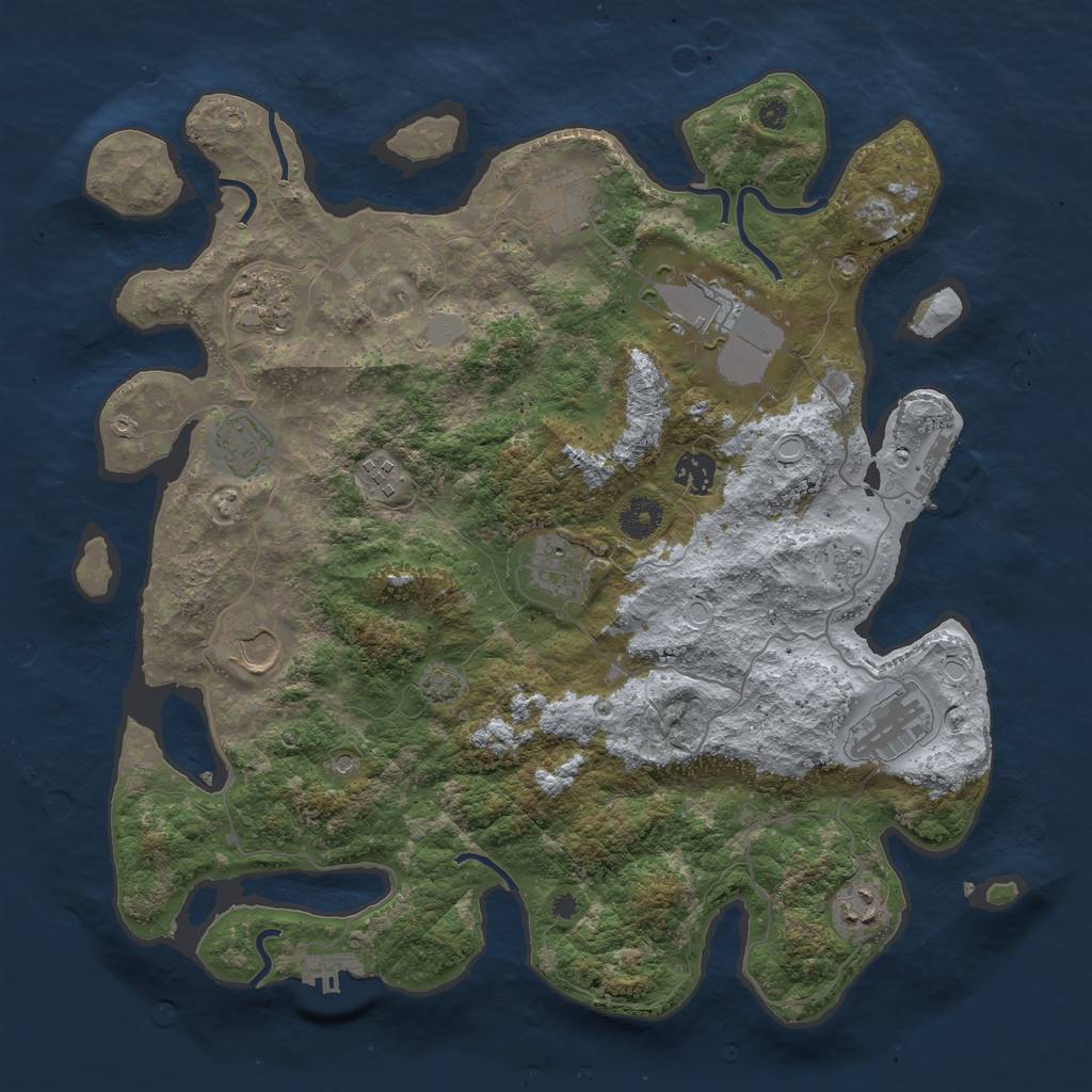Rust Map: Procedural Map, Size: 3850, Seed: 4287449, 18 Monuments