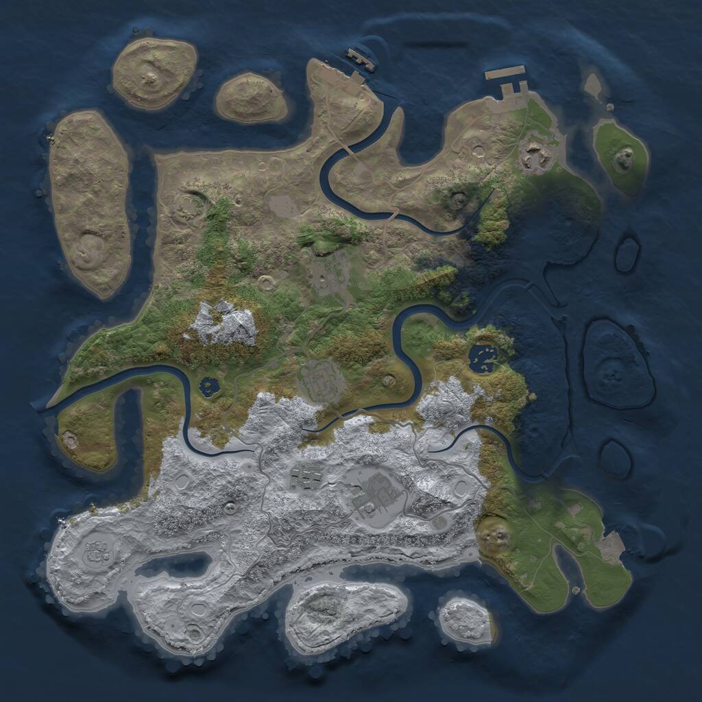 Rust Map: Procedural Map, Size: 3550, Seed: 97660452, 12 Monuments