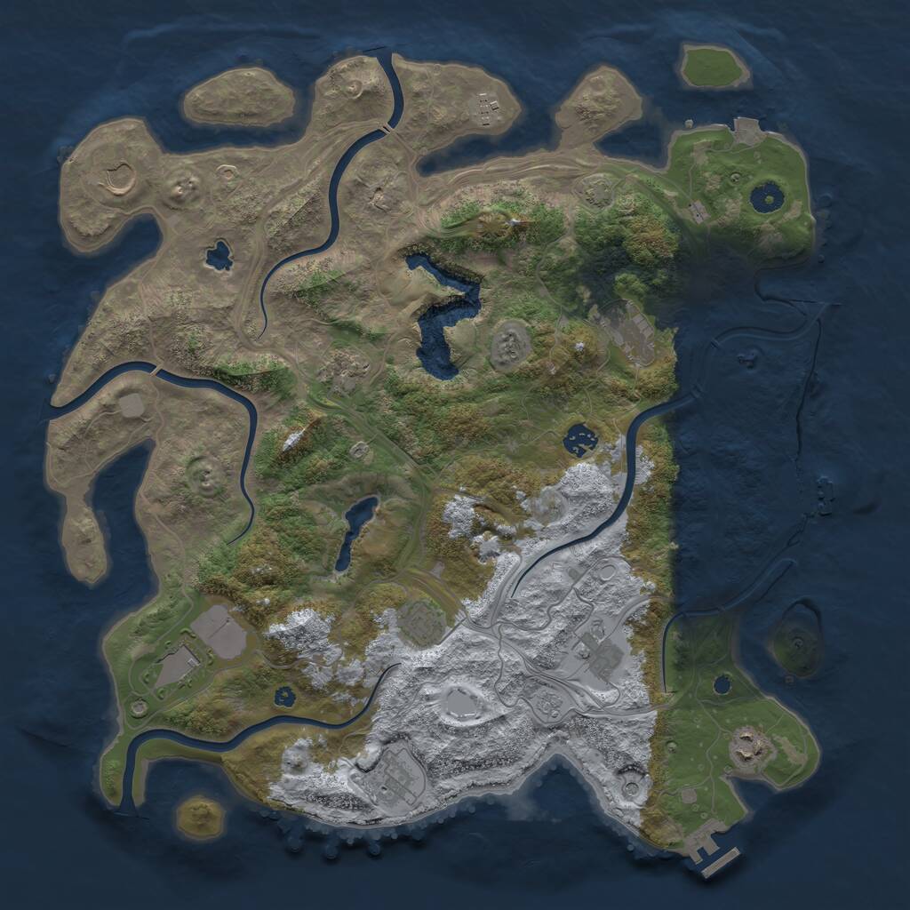 Rust Map: Procedural Map, Size: 4300, Seed: 68515134, 16 Monuments