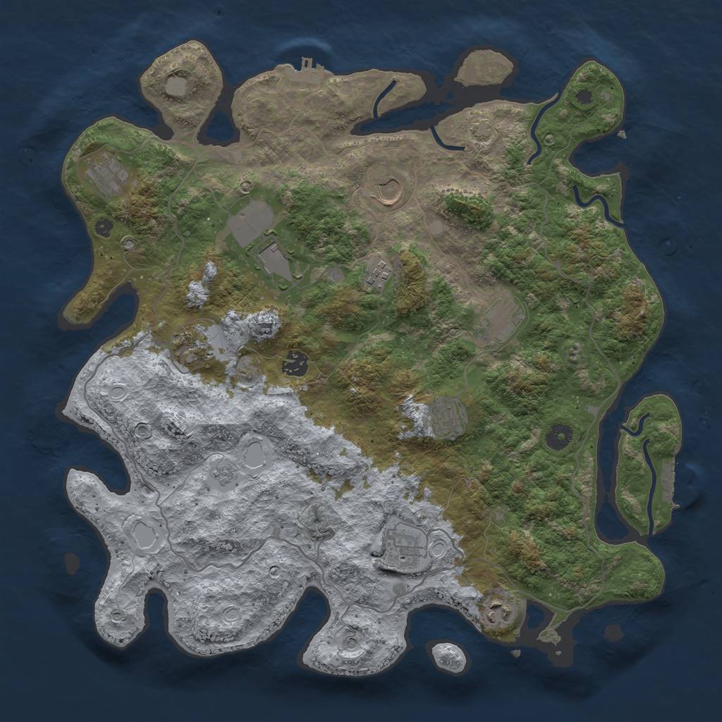 Rust Map: Procedural Map, Size: 4100, Seed: 68638784, 18 Monuments