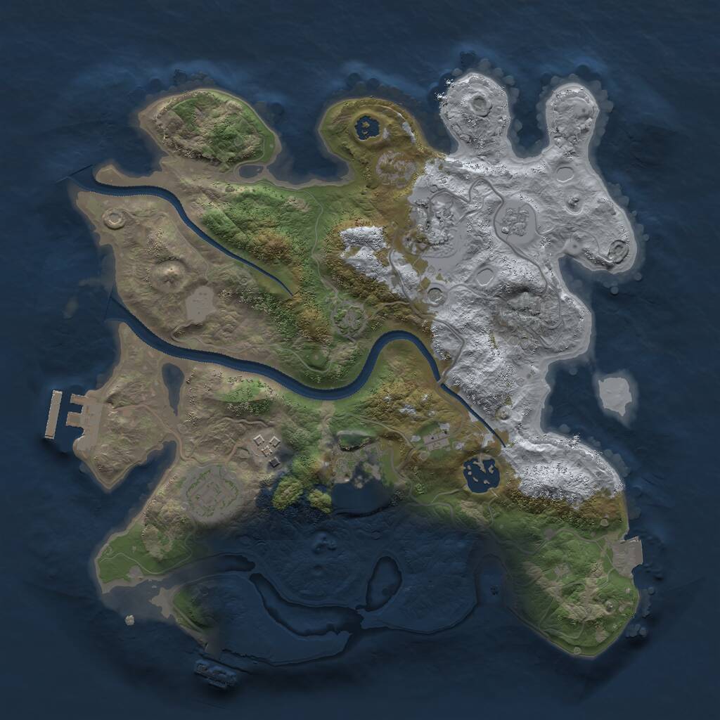 Rust Map: Procedural Map, Size: 3000, Seed: 1360037550, 11 Monuments