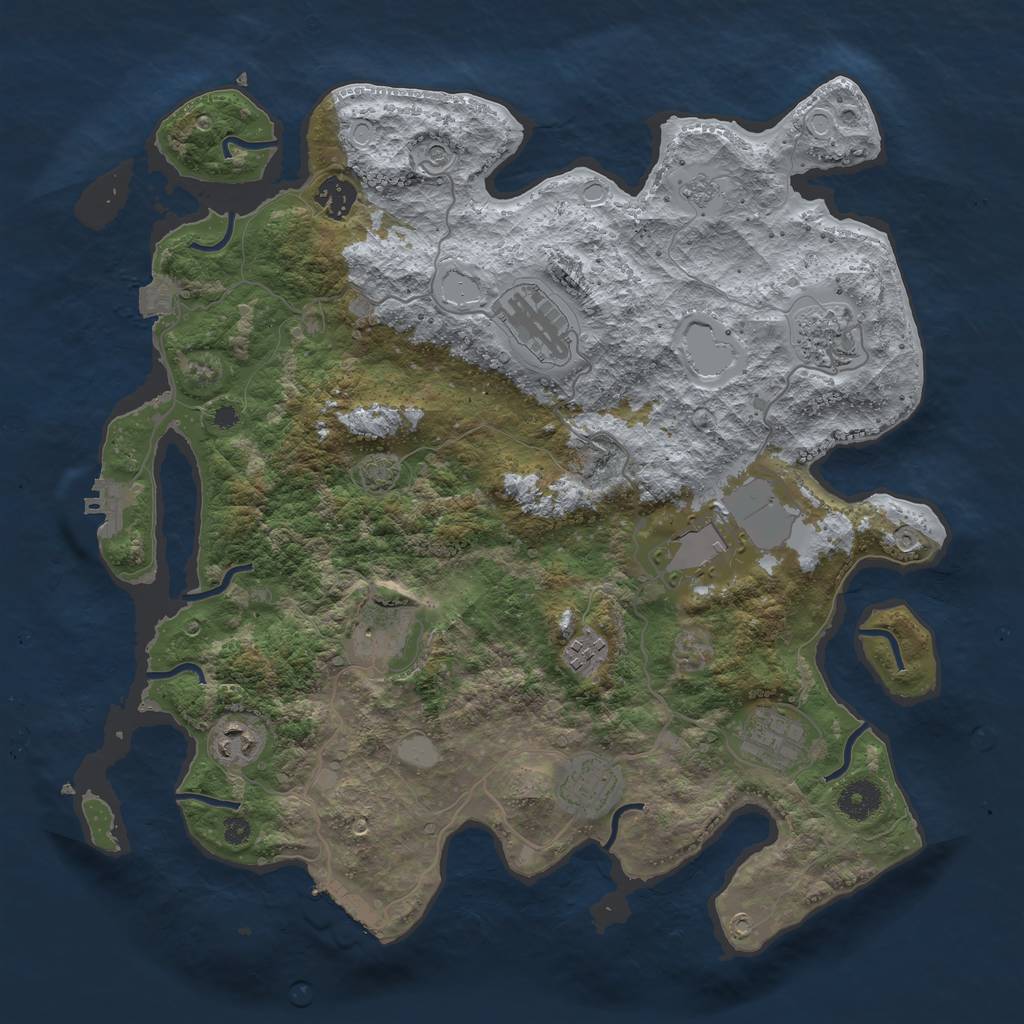Rust Map: Procedural Map, Size: 3800, Seed: 57188293, 17 Monuments