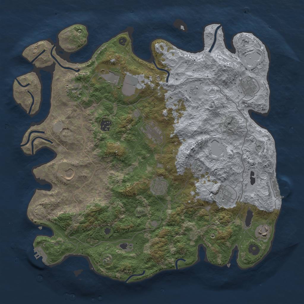 Rust Map: Procedural Map, Size: 4000, Seed: 92157978, 18 Monuments