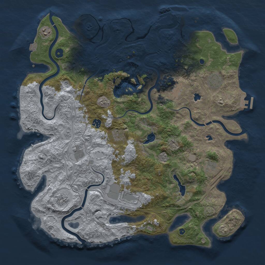 Rust Map: Procedural Map, Size: 4500, Seed: 6824, 16 Monuments