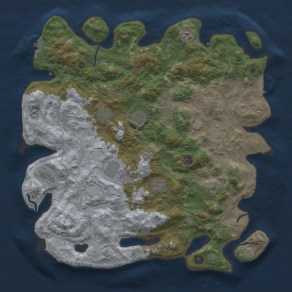 Rust Map: Procedural Map, Size: 4500, Seed: 6824, 18 Monuments
