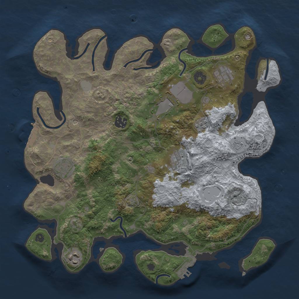 Rust Map: Procedural Map, Size: 3500, Seed: 1069538081, 15 Monuments