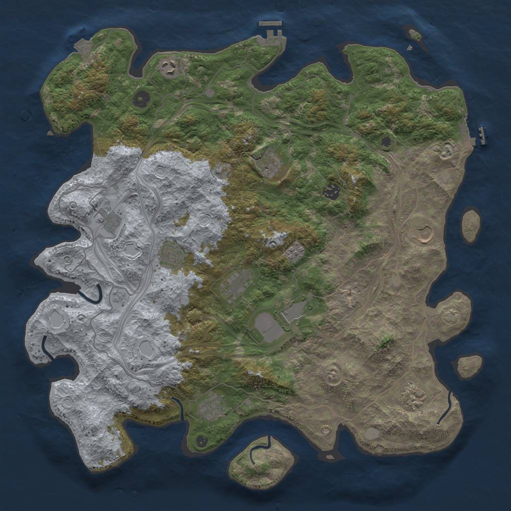 Rust Map: Procedural Map, Size: 4500, Seed: 810584983, 19 Monuments