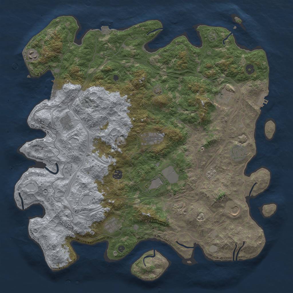 Rust Map: Procedural Map, Size: 4500, Seed: 810584983, 19 Monuments