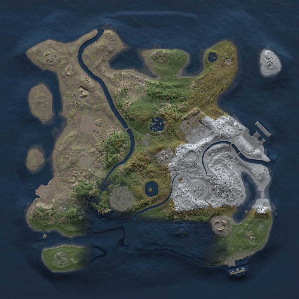 Rust Map: Procedural Map, Size: 3000, Seed: 28509, 12 Monuments