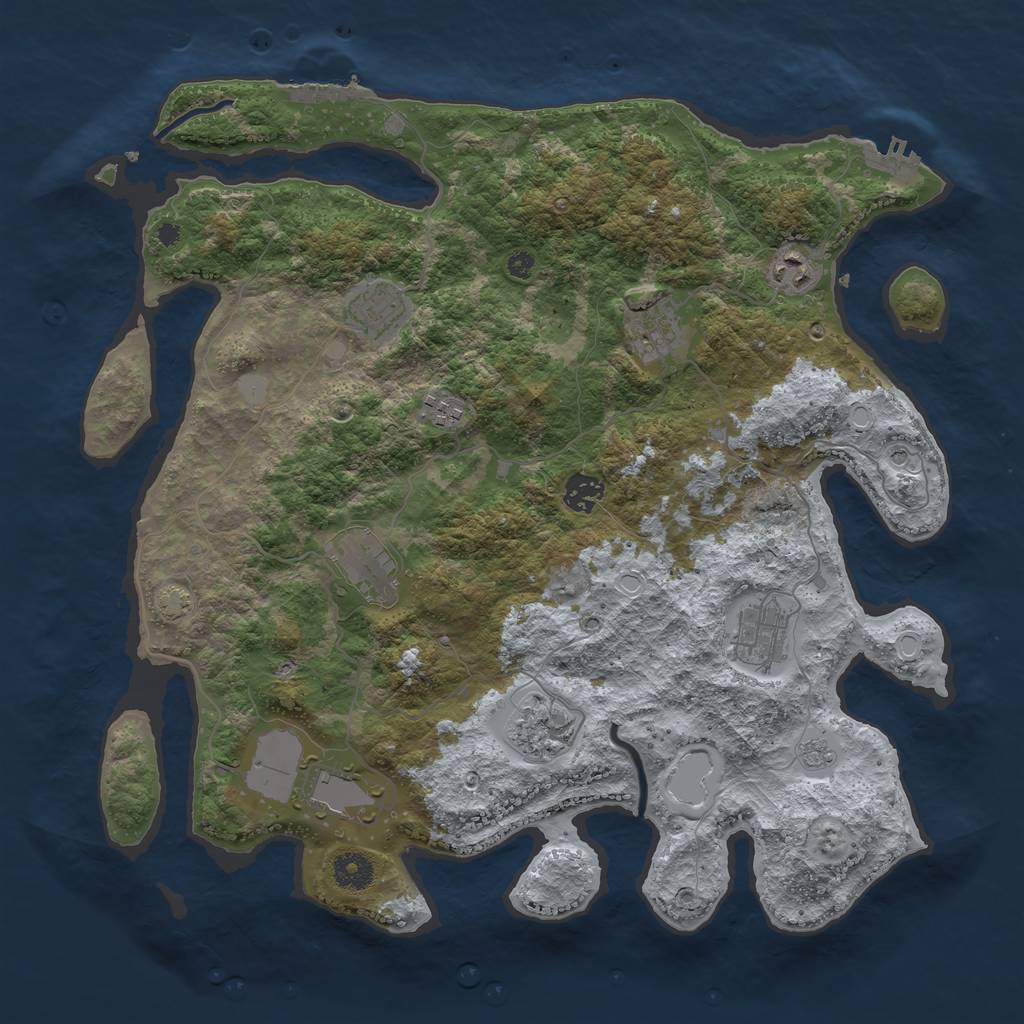 Rust Map: Procedural Map, Size: 3900, Seed: 70809802, 17 Monuments