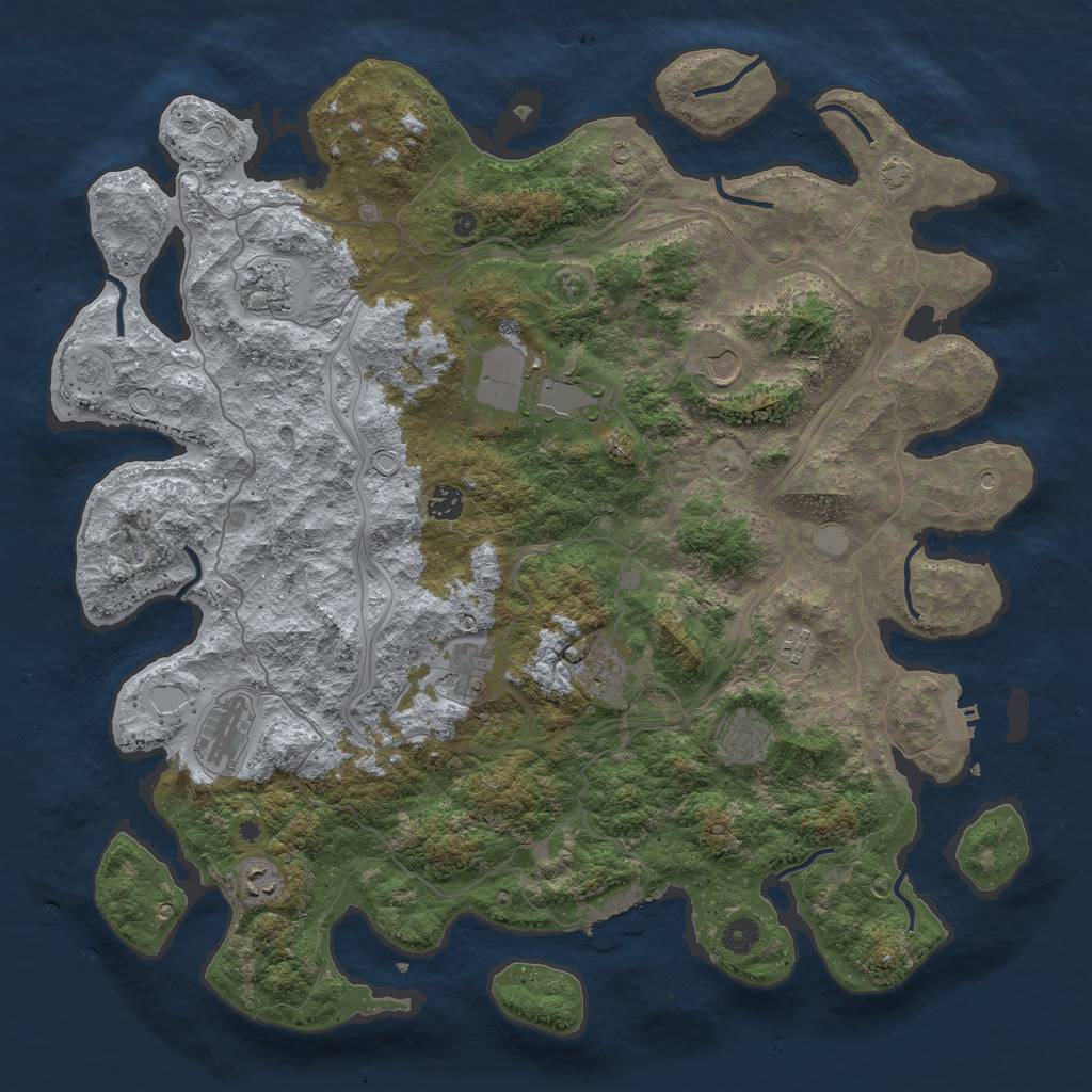 Rust Map: Procedural Map, Size: 4500, Seed: 7389, 18 Monuments