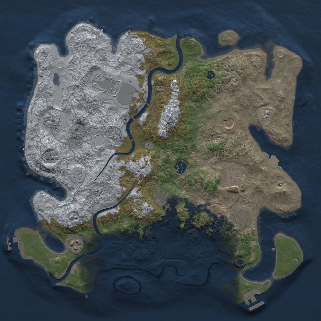 Rust Map: Procedural Map, Size: 3950, Seed: 48335112, 15 Monuments