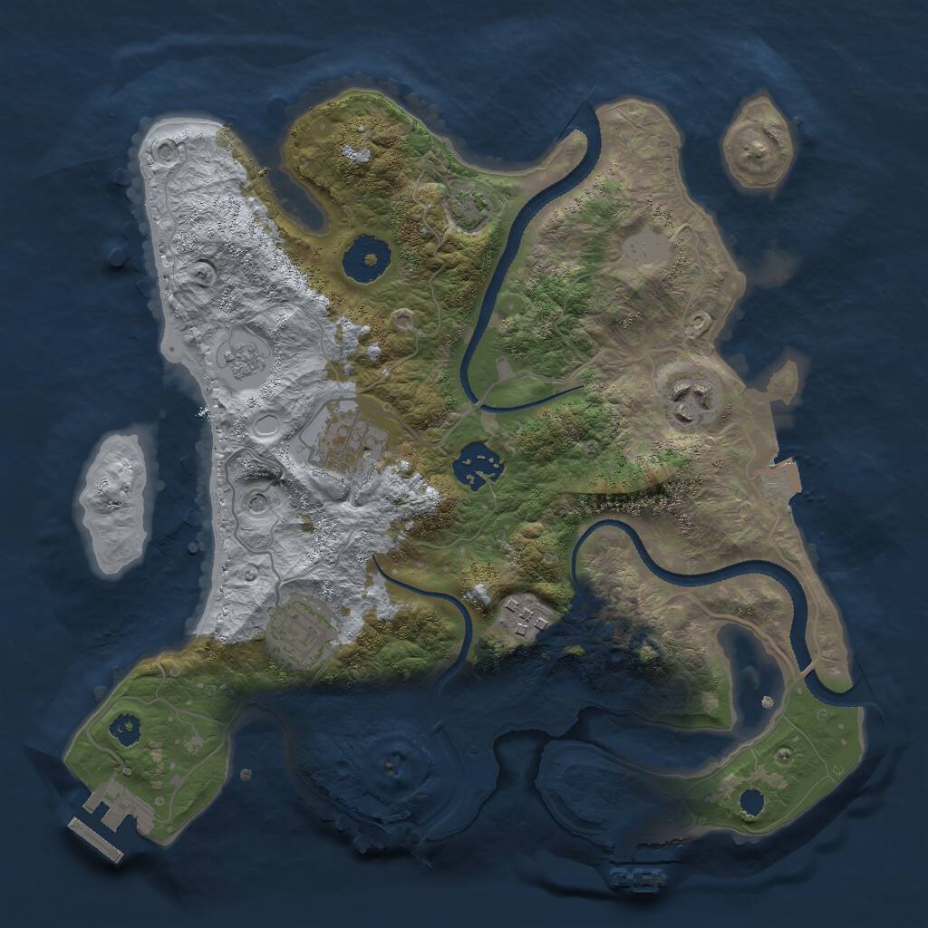 Rust Map: Procedural Map, Size: 3000, Seed: 1145762968, 11 Monuments