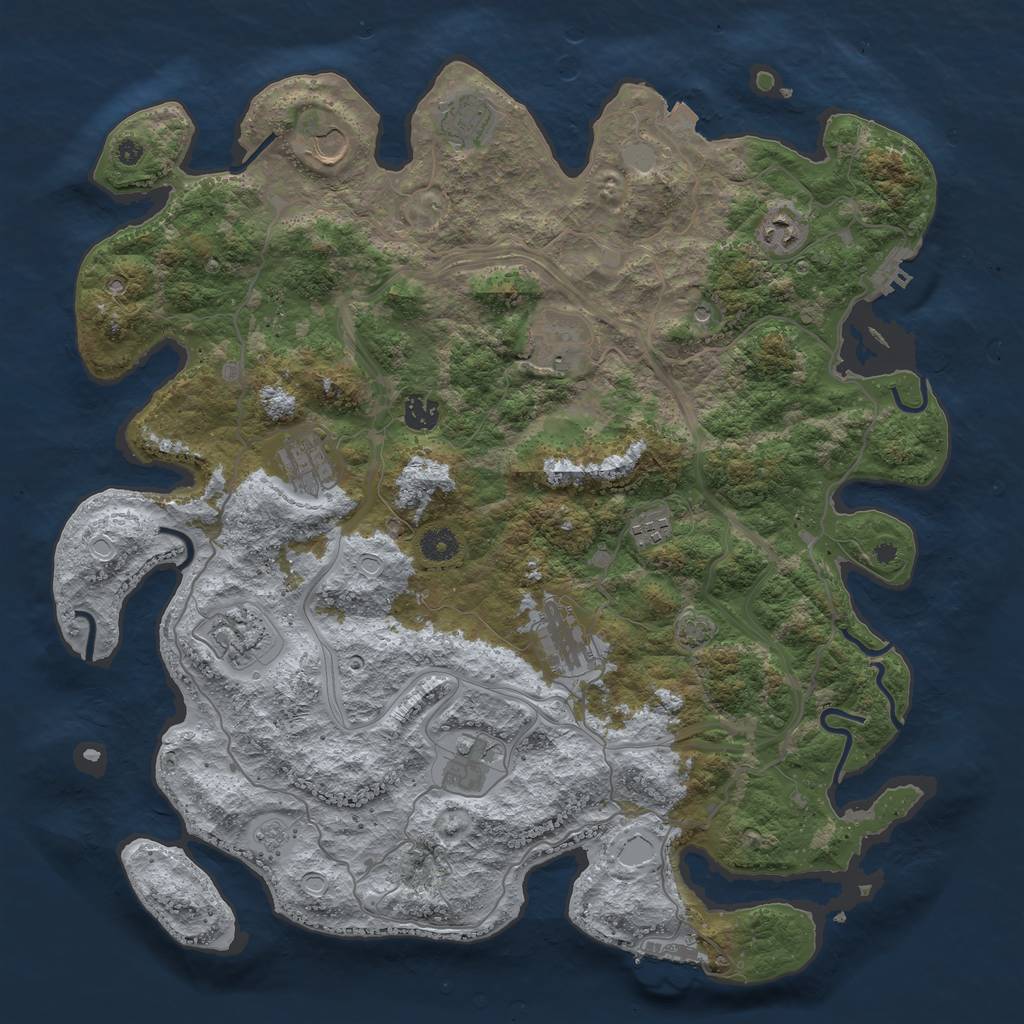 Rust Map: Procedural Map, Size: 4250, Seed: 1501558715, 18 Monuments