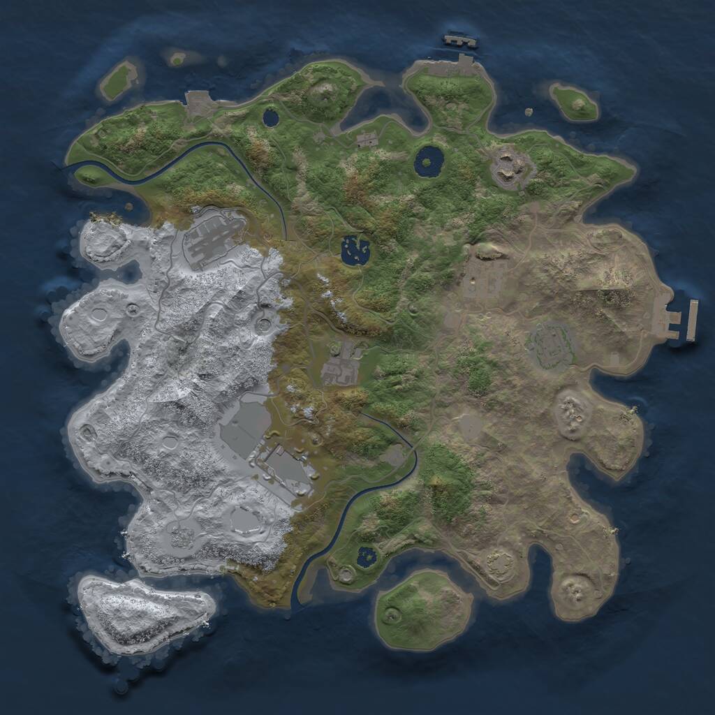 Rust Map: Procedural Map, Size: 3500, Seed: 425026052, 13 Monuments