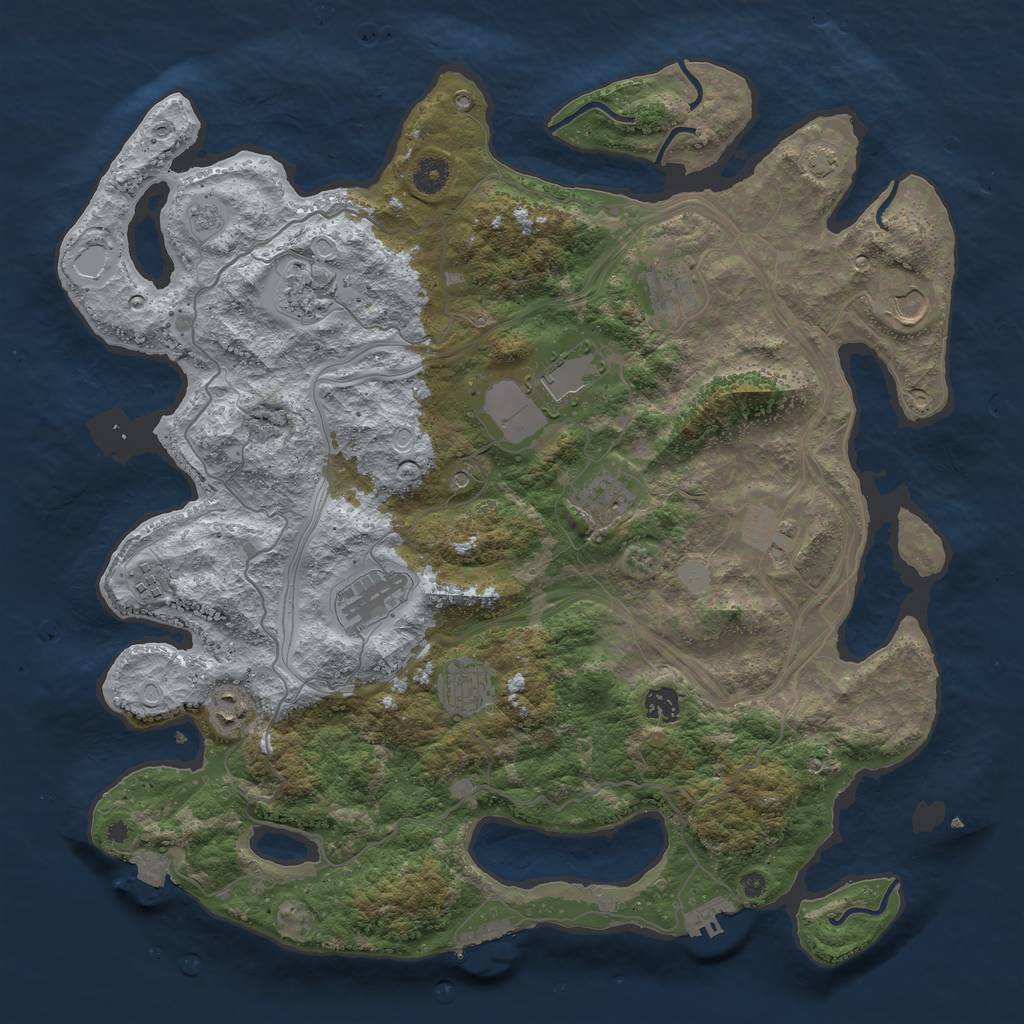 Rust Map: Procedural Map, Size: 4250, Seed: 1954644987, 19 Monuments