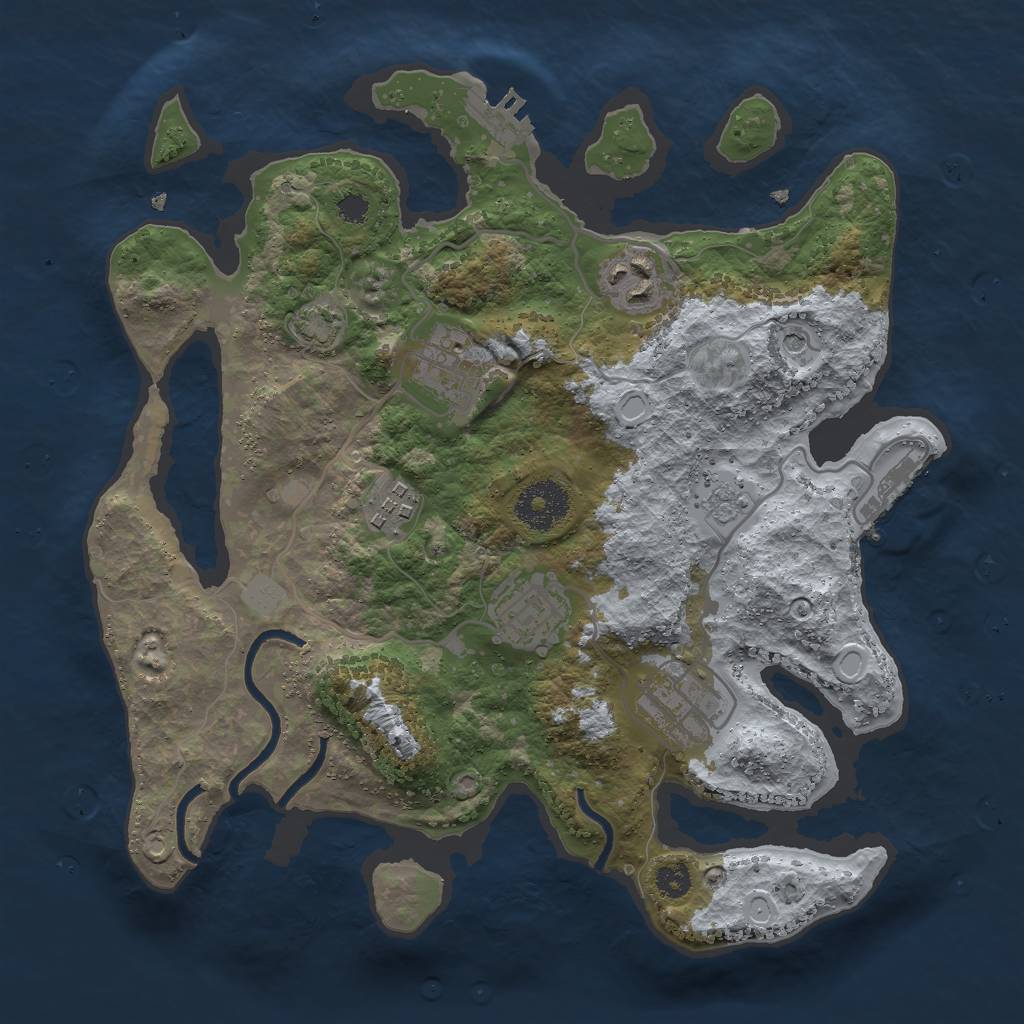 Rust Map: Procedural Map, Size: 3000, Seed: 29087, 13 Monuments