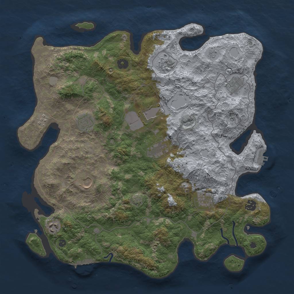 Rust Map: Procedural Map, Size: 4000, Seed: 1180659000, 18 Monuments