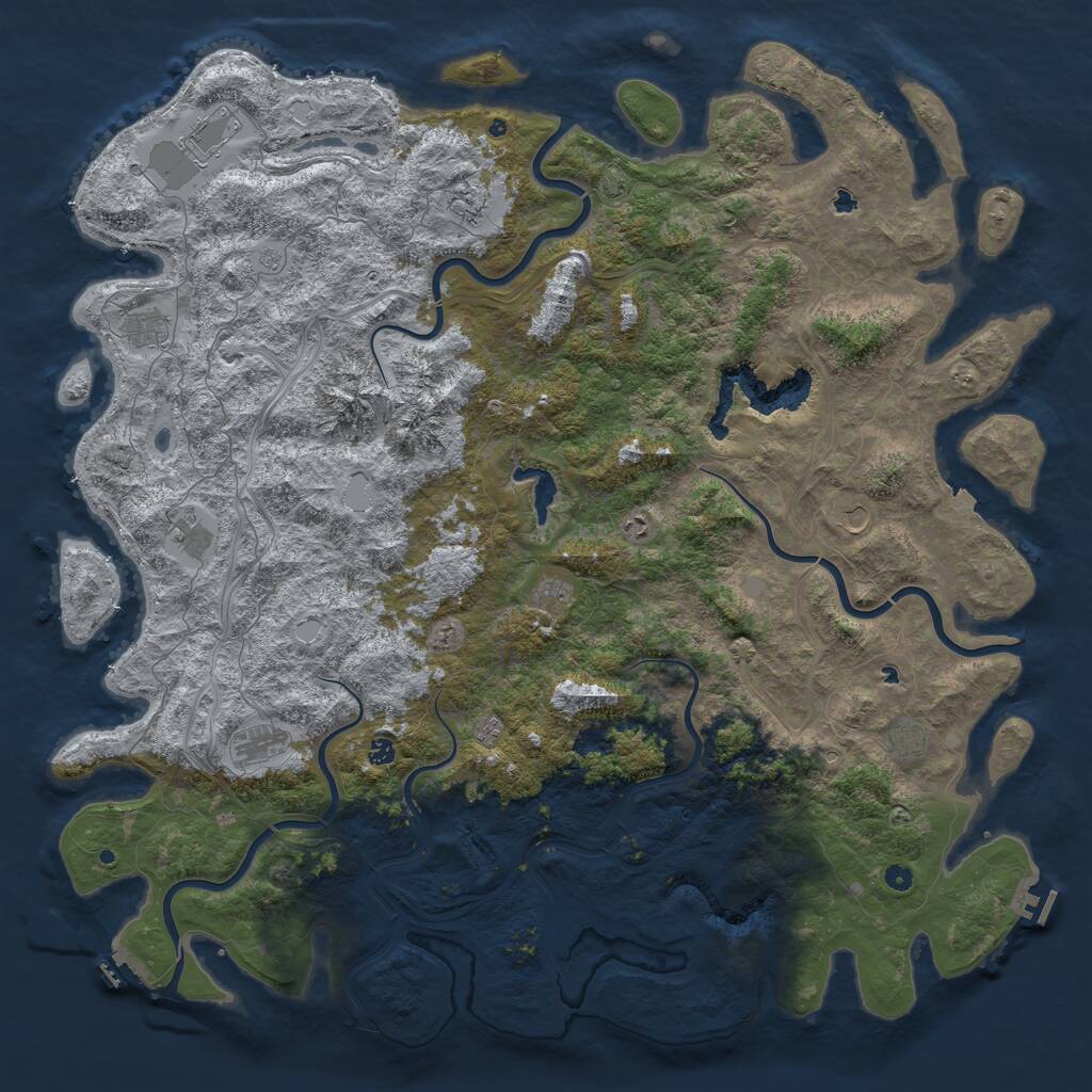 Rust Map: Procedural Map, Size: 6000, Seed: 22135, 17 Monuments