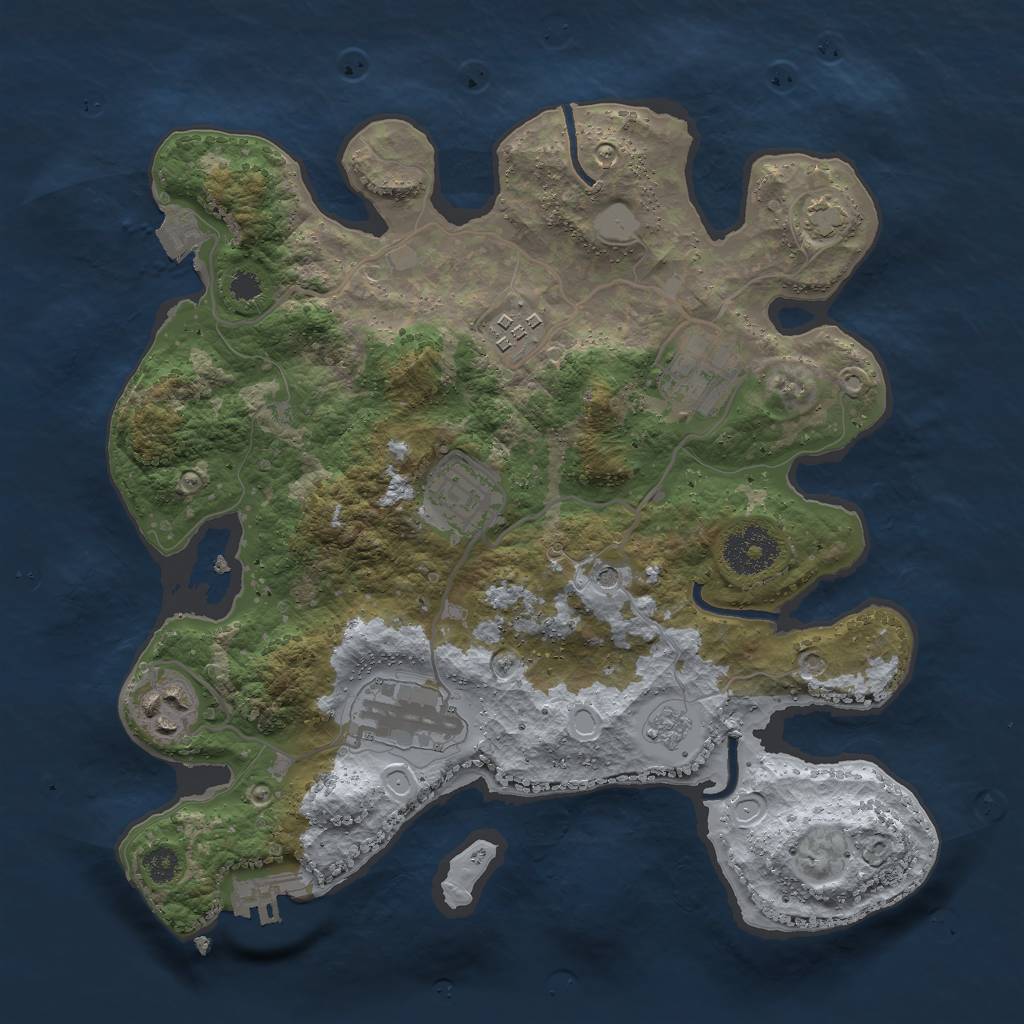 Rust Map: Procedural Map, Size: 3000, Seed: 26712, 12 Monuments