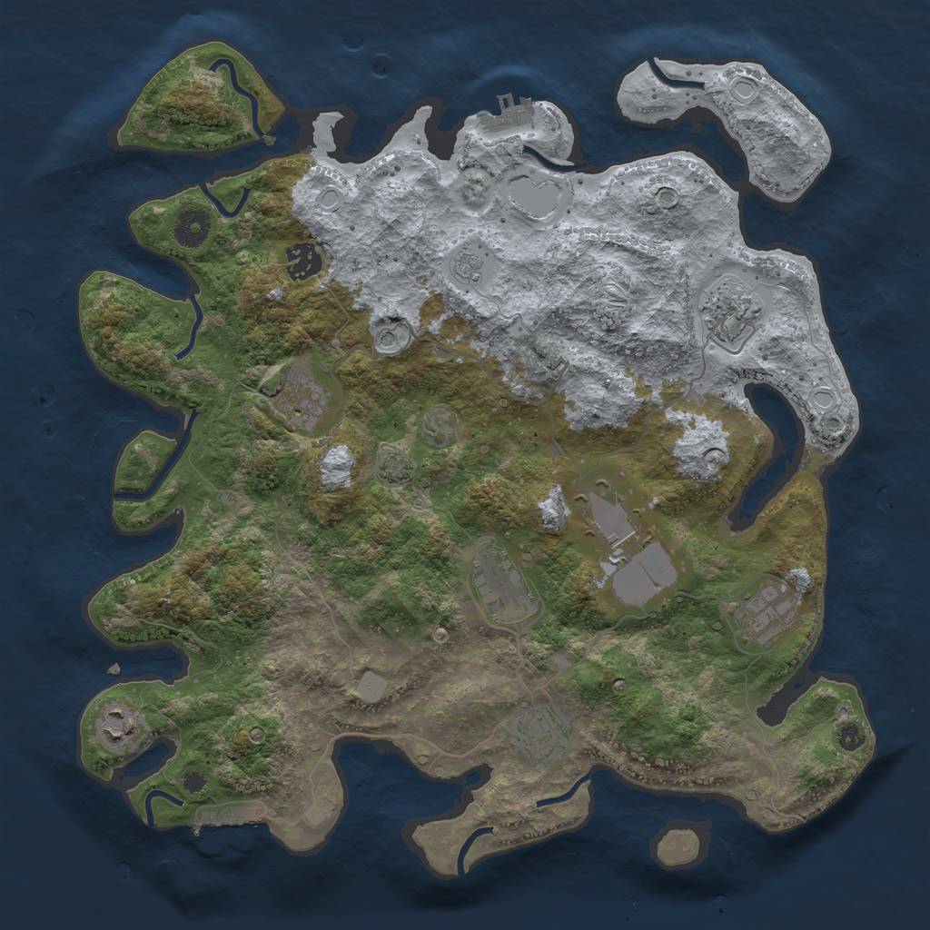 Rust Map: Procedural Map, Size: 3750, Seed: 78521610, 16 Monuments