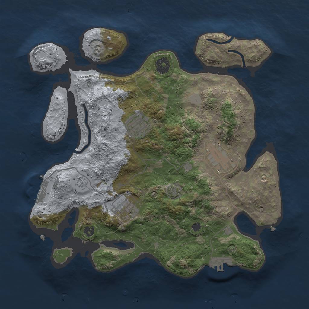 Rust Map: Procedural Map, Size: 3000, Seed: 8765433, 10 Monuments