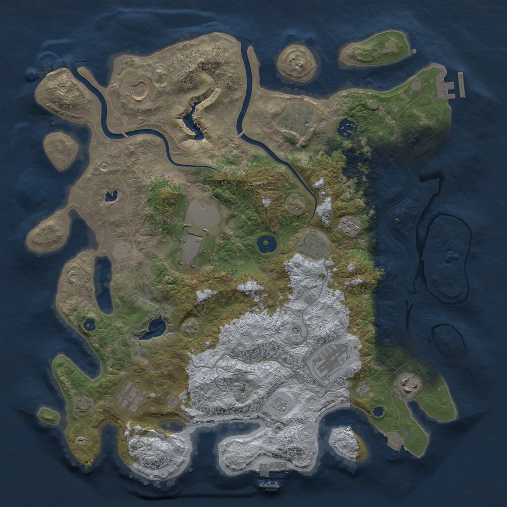 Rust Map: Procedural Map, Size: 4000, Seed: 1010371636, 15 Monuments