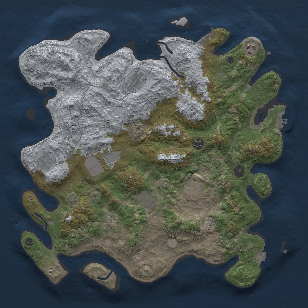 Rust Map: Procedural Map, Size: 4000, Seed: 69782878, 17 Monuments