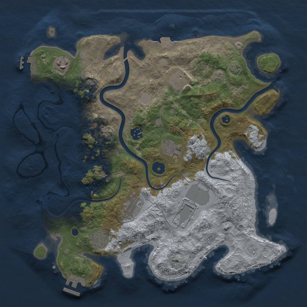 Rust Map: Procedural Map, Size: 3650, Seed: 72785256, 14 Monuments