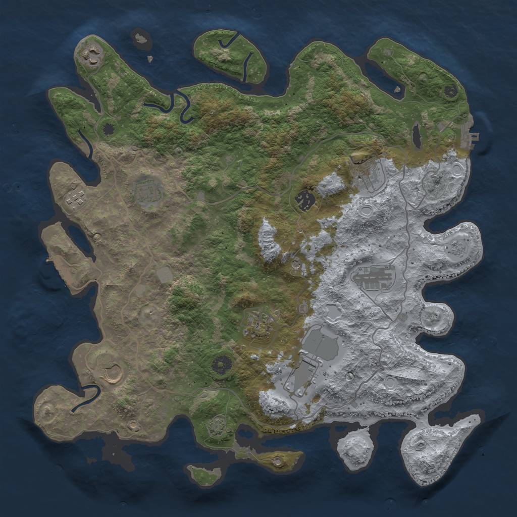 Rust Map: Procedural Map, Size: 4000, Seed: 64680, 17 Monuments