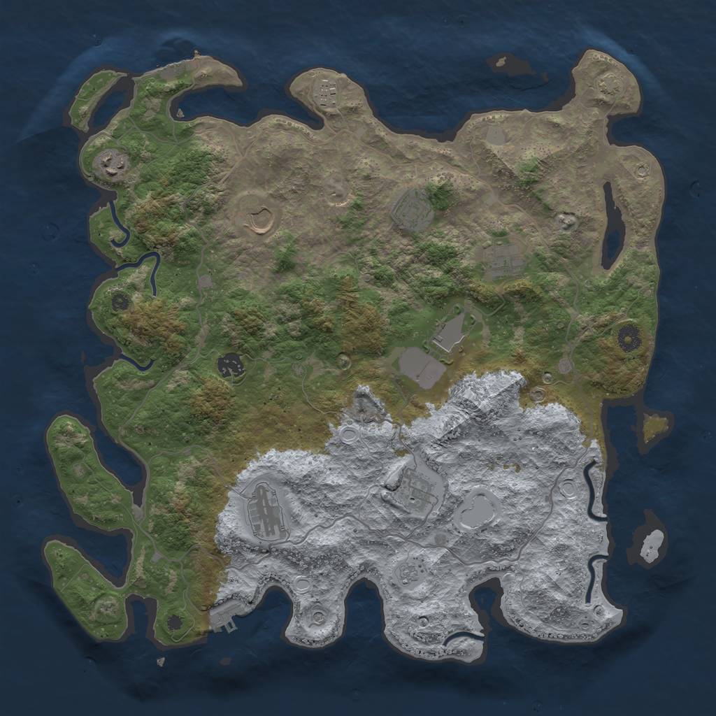 Rust Map: Procedural Map, Size: 4200, Seed: 675653146, 17 Monuments