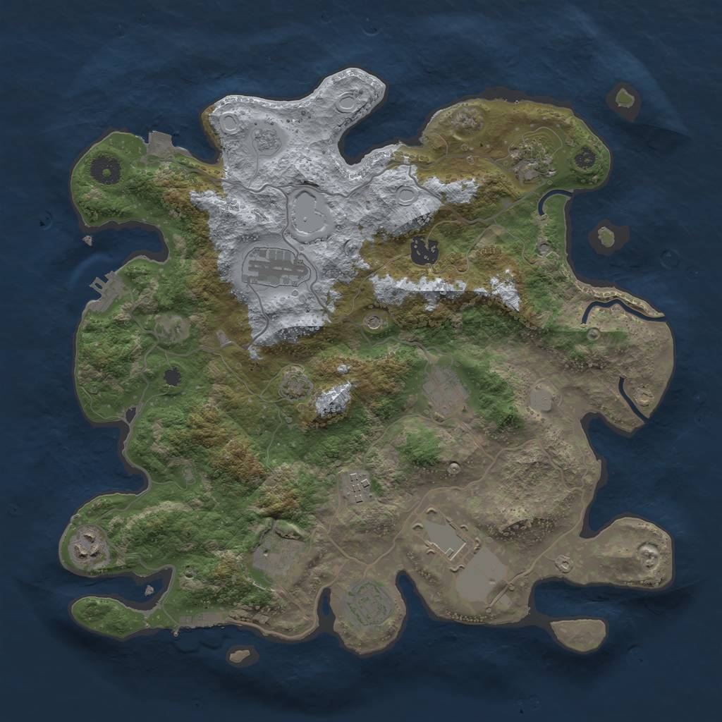 Rust Map: Procedural Map, Size: 3650, Seed: 85961422, 17 Monuments