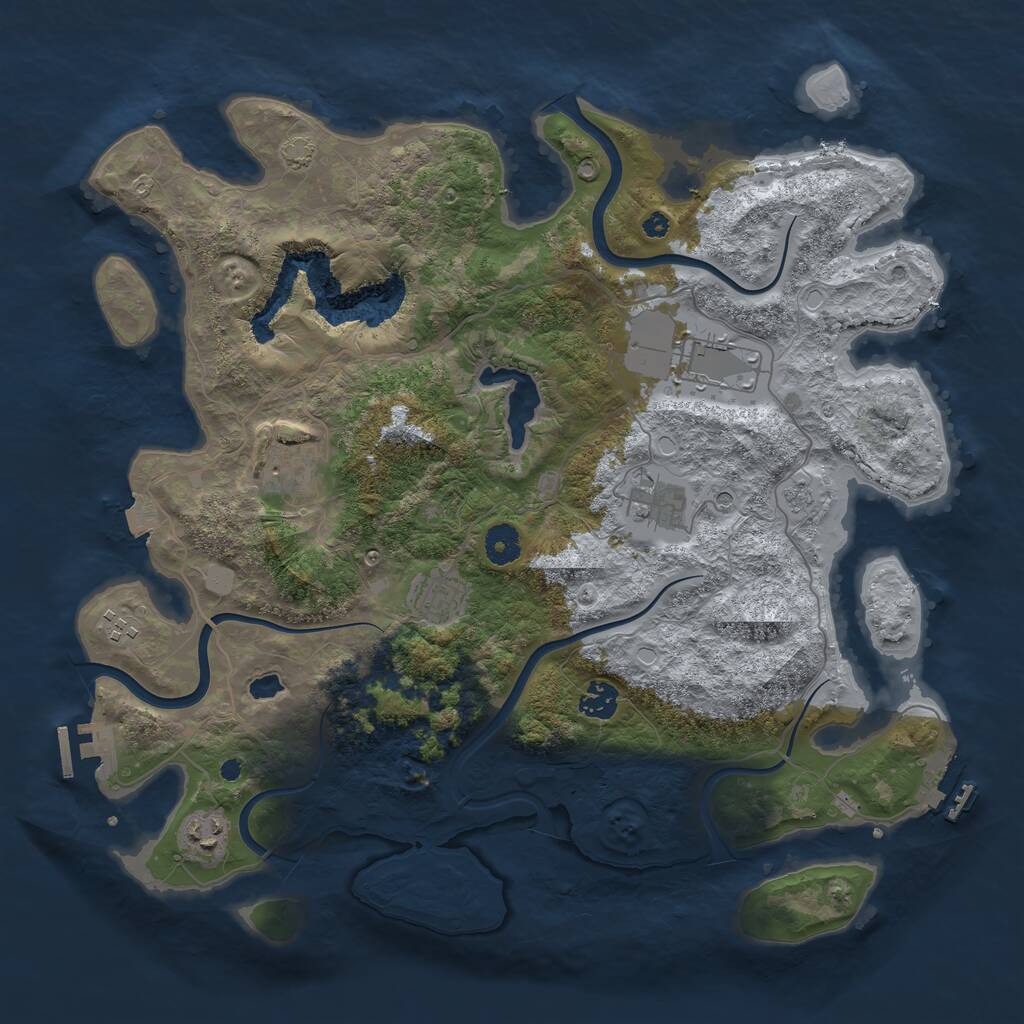 Rust Map: Procedural Map, Size: 4000, Seed: 1131878422, 13 Monuments