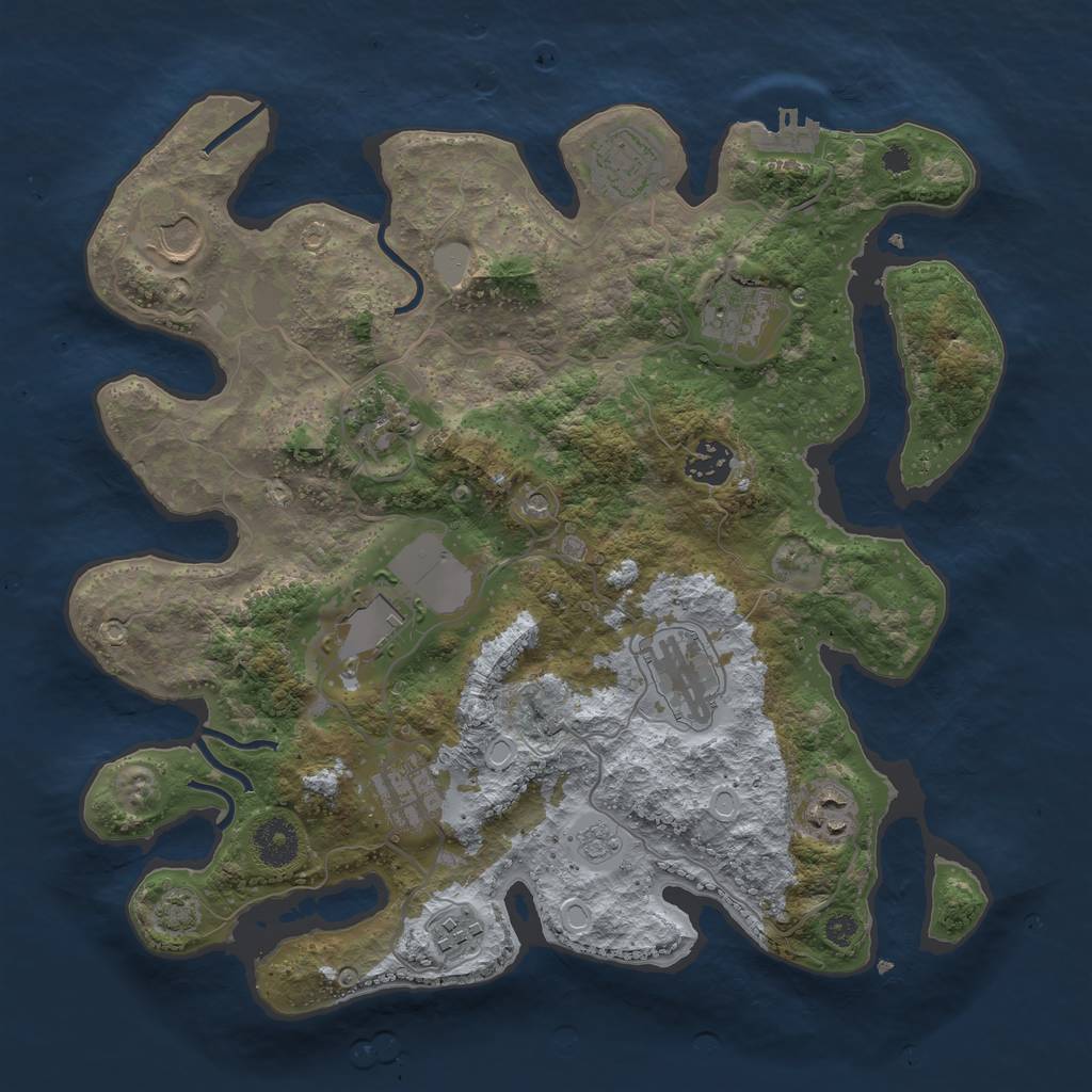 Rust Map: Procedural Map, Size: 3500, Seed: 1914765500, 17 Monuments