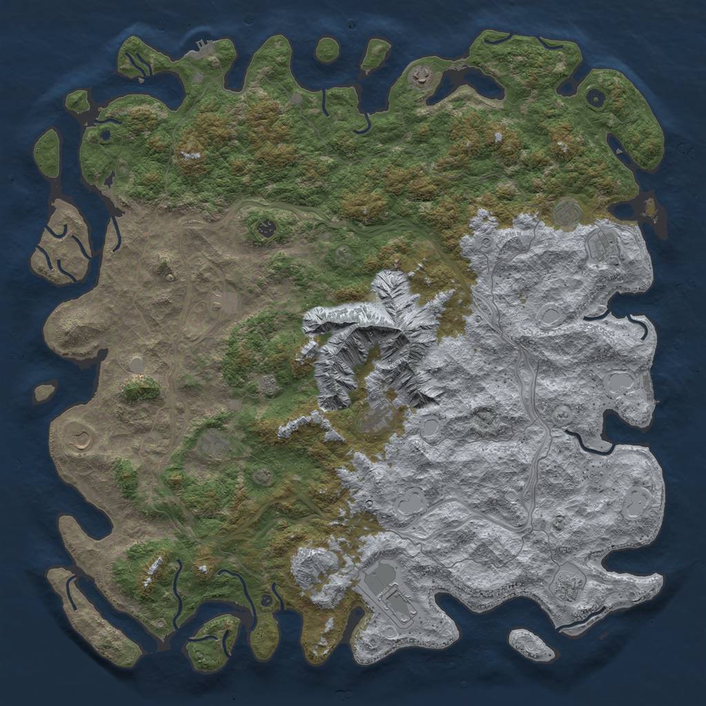 Rust Map: Procedural Map, Size: 6000, Seed: 1723748636, 19 Monuments