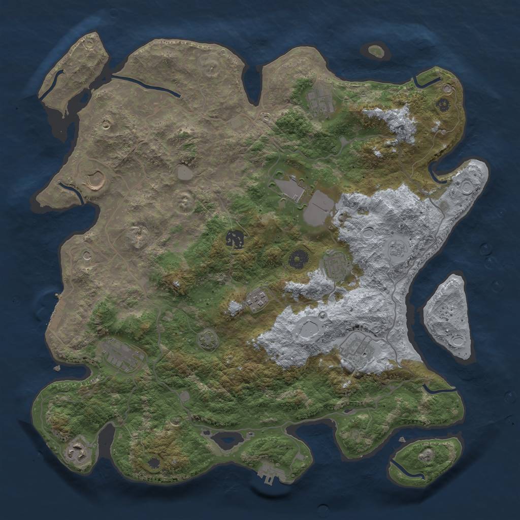 Rust Map: Procedural Map, Size: 4000, Seed: 44667, 17 Monuments