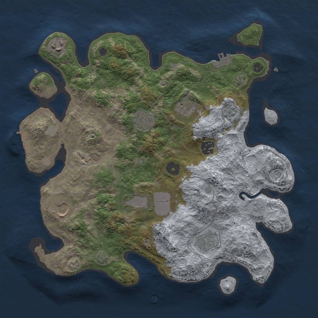 Rust Map: Procedural Map, Size: 3500, Seed: 173086530, 16 Monuments