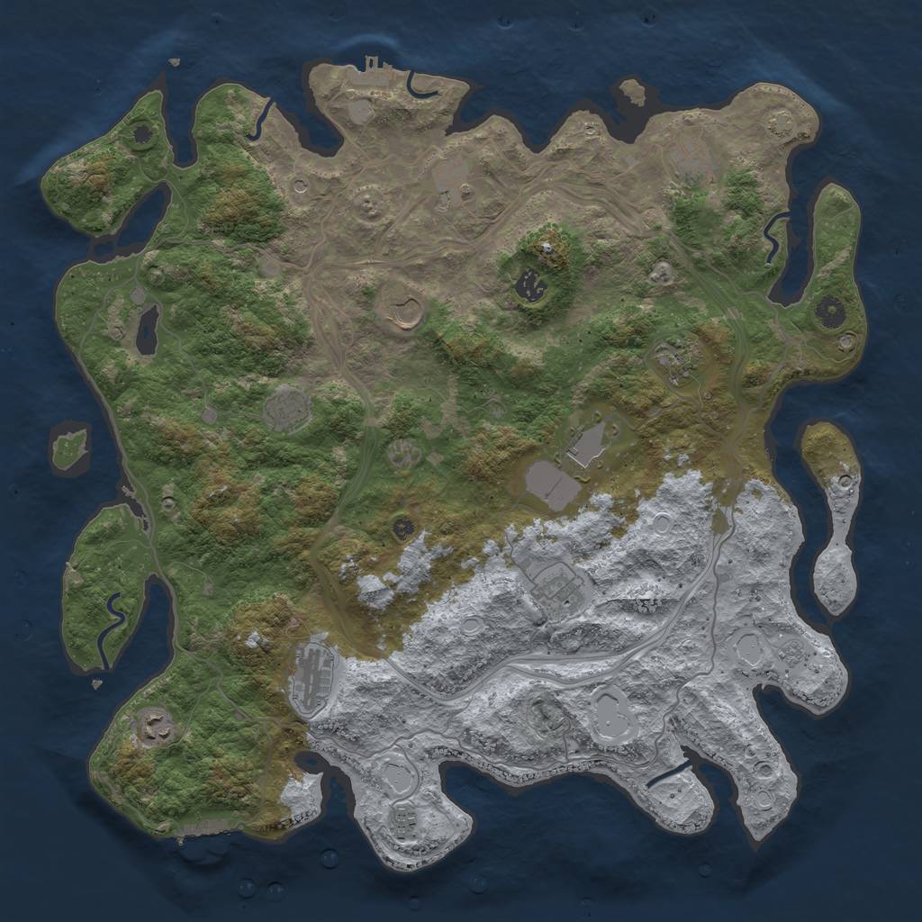 Rust Map: Procedural Map, Size: 4500, Seed: 1258898249, 19 Monuments