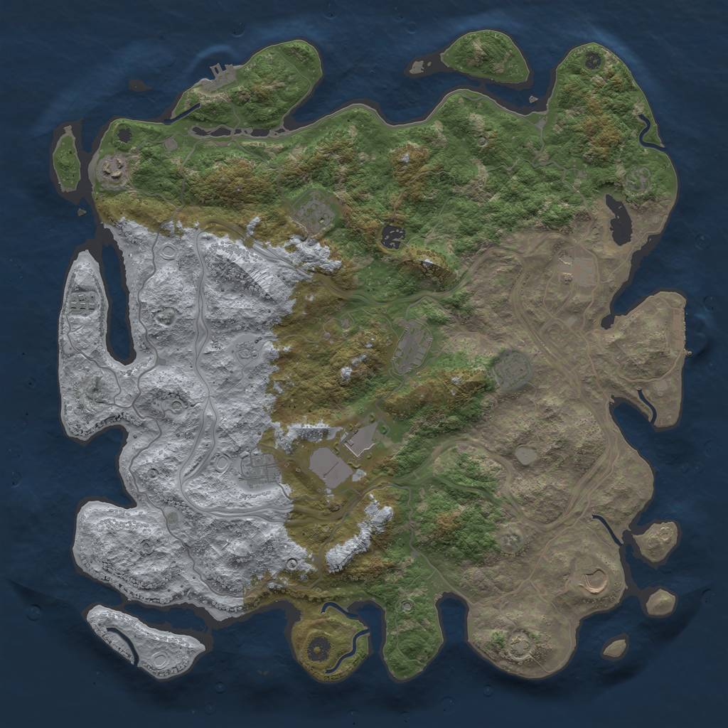 Rust Map: Procedural Map, Size: 4500, Seed: 1316769885, 18 Monuments