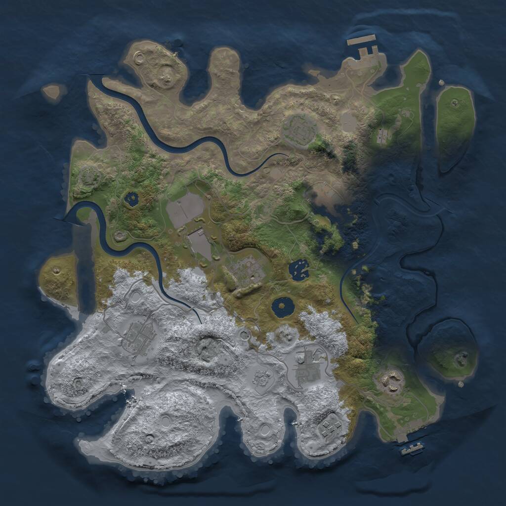 Rust Map: Procedural Map, Size: 3550, Seed: 73718394, 15 Monuments