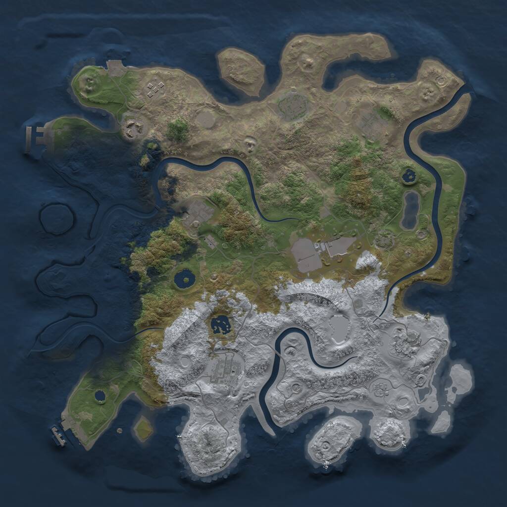 Rust Map: Procedural Map, Size: 3850, Seed: 14258433, 15 Monuments