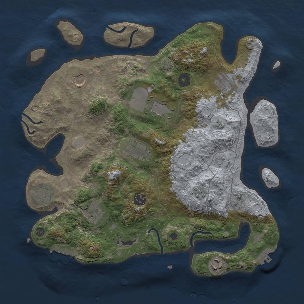 Rust Map: Procedural Map, Size: 3500, Seed: 1621363104, 17 Monuments