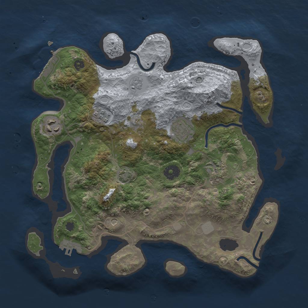 Rust Map: Procedural Map, Size: 3000, Seed: 113737337, 12 Monuments