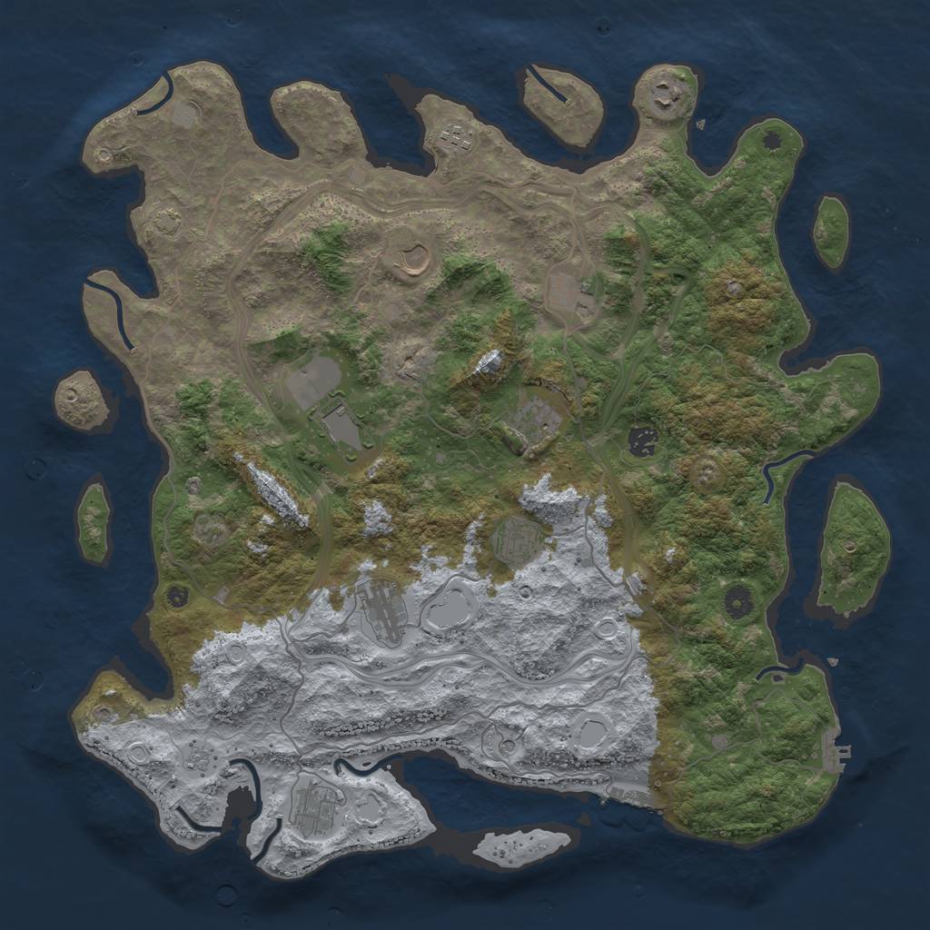 Rust Map: Procedural Map, Size: 4500, Seed: 1975826482, 18 Monuments