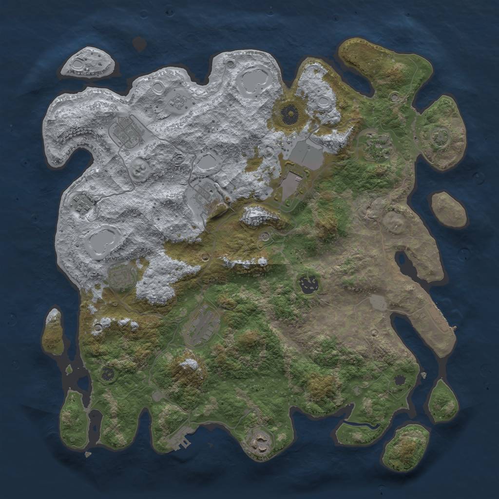 Rust Map: Procedural Map, Size: 3950, Seed: 62631173, 17 Monuments