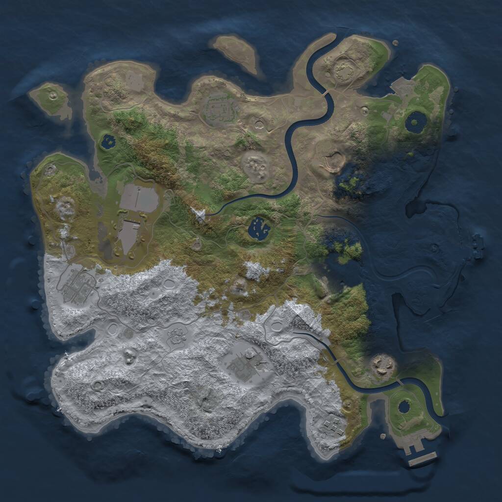 Rust Map: Procedural Map, Size: 3500, Seed: 1912830939, 15 Monuments