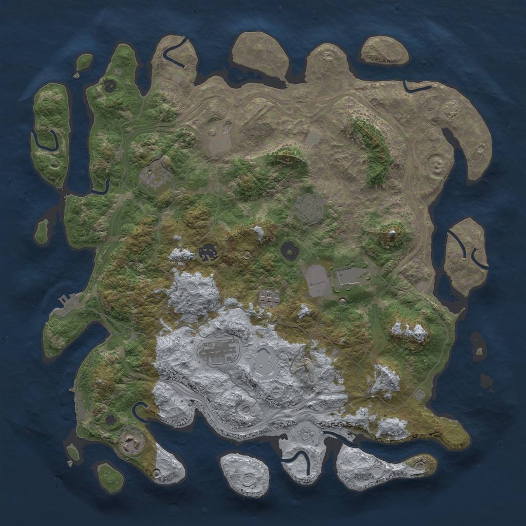Rust Map: Procedural Map, Size: 4250, Seed: 44499219, 16 Monuments