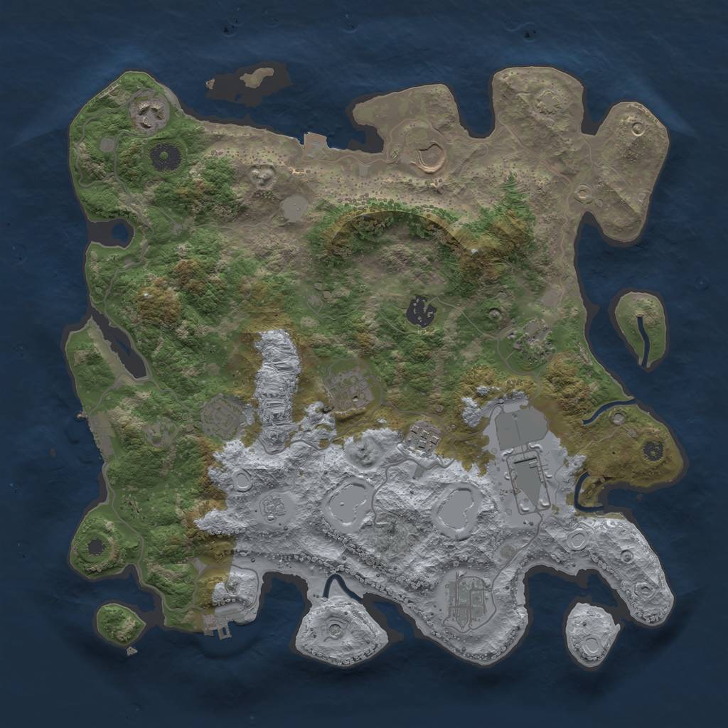 Rust Map: Procedural Map, Size: 3700, Seed: 123416934, 17 Monuments