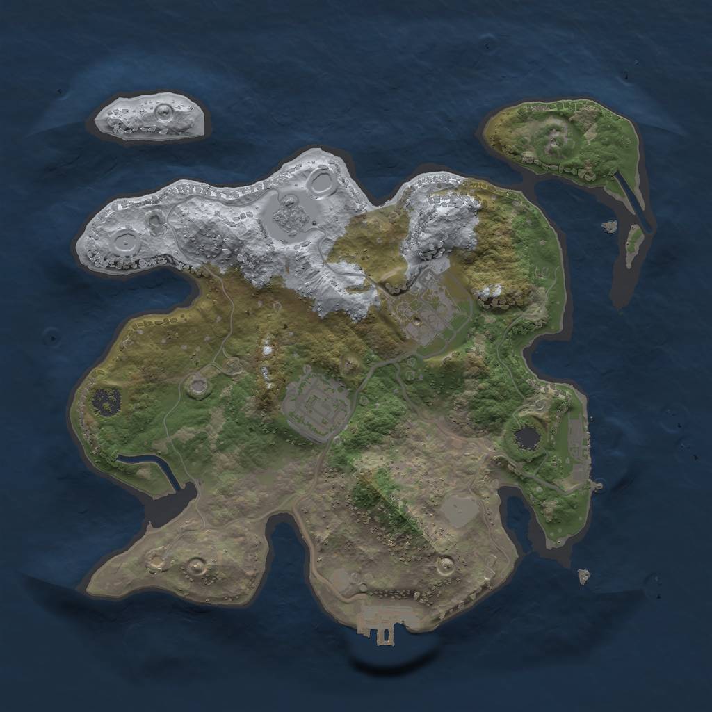 Rust Map: Procedural Map, Size: 2500, Seed: 720580657, 8 Monuments